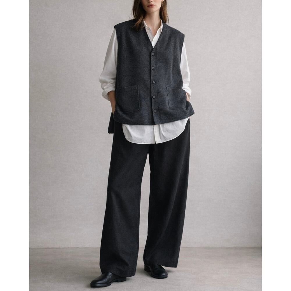 Eskandar Wool Vest Size 2 Oversized Minimalist Made in England